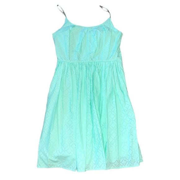 J. Crew Factory Mint Green Eyelet Fit & Flare Dress Size 6 - Picture 1 of 13